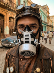 Brand New Adult Industrial Costume Face Mask Black Metallic Silver for Steampunk and Dystopian Looks M15