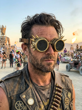 Brand New Adult Antique Gold Steampunk Goggles with Dark Lenses and Spike Accents Costume Wear M14