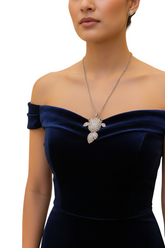 Brand New Long Silver Tone Fish Necklace Rhinestone Animal Pendant Women 26-28 in WN56