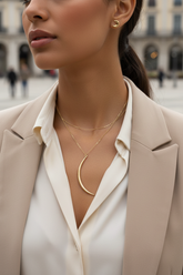 Brand New Gold Tone Crescent Moon Fashion Necklace + Earring Set, WN61 WN61