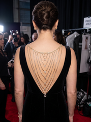 Gold Tone Rhinestone Waterfall Back Necklace, Open Back Wedding Dress Jewelry, Layered Bridal Back Chain, Clear Teardrop Drop WN80