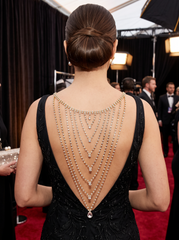 Gold Tone Rhinestone Waterfall Back Necklace, Open Back Wedding Dress Jewelry, Layered Bridal Back Chain, Clear Teardrop Drop WN80