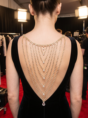 Gold Tone Rhinestone Waterfall Back Necklace, Open Back Wedding Dress Jewelry, Layered Bridal Back Chain, Clear Teardrop Drop WN80