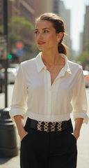 Black Stretch Waistband Fashion Belt Hip Waist Gold Metal XX Charm Fit S M