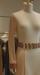 Brown Elastic Fashion Belt Gold Metal XX Charms Fit Size S M