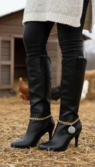 Brand New Women Gold Metal Chain Boot Bracelet Shoe Anklet 80's Disco Ball Bling Charm SET BC88