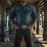 NEW Men Silver Metal Cowboys Belt Buckle Deer Nature Hunter Western Fashion Jewelry