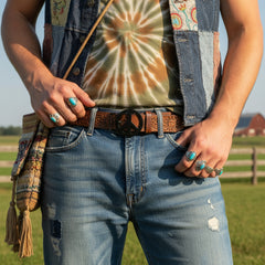 NEW Men Women Round Belt Buckle Hippie Black Color Metal Peace Sign Freedom Unisex