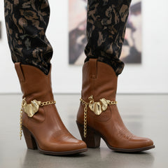 Brand New Women 2PCS Gold Metal Boot Chain Bracelet Art Deco Charm Shoe Anklet BC56