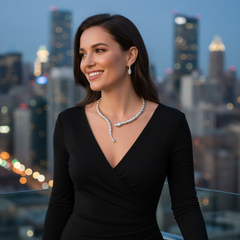 NEW Women Silver Metal Wrap Around Cobra Snake Short Necklace + Earrings Set