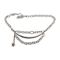 Brand New Women 2PCS Silver Metal Boot Chain Bracelet Shoe Anklet Stars Charm Set Fashion Jewelry - A PAIR BC28