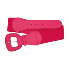Brand New Women Fuchsia Pink Elastic Waistband Fashion Belt Big Buckle Size S M- WB23