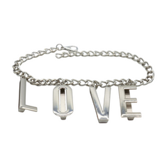 Brand New Women Silver Metal Western 2PCS Boot Chain Bracelet Shoe LOVE Charm Fashion Jewelry Set - A PAIR BC3