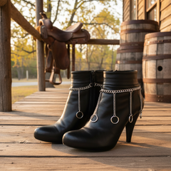 Brand New Women Silver Metal Boot Chain Bracelet Shoe Anklet Dangle Long Ring Charm SET BC86