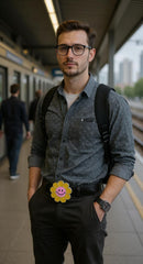 NEW Yellow Happy Hippie Flower Enamel Metal Belt Buckle Daisy