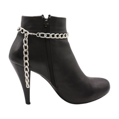 Brand New Women 2PCS Silver Metal Boot Chain Bracelet Shoe Anklet Red Ethnic Charm Set Fashion Jewelry - A PAIR BC22