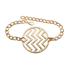 Brand New Women 2PCS Gold Metal Boot Chain Bracelet Shoe Anklet Round Chevron Charm Set Fashion Jewelry - A PAIR BC21
