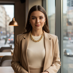 Hot Women Fashion Jewelry Necklace Gold Metal Chain Double Braided Links Twisted Gold Double Braided Chain Link Necklace