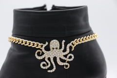 Brand New Women 2PCS Gold Metal Boot Chain Bracelet Octopus Charm Shoe Anklet BC74
