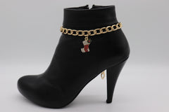 Brand New Women 2PCS Gold Metal Boot Chain Bracelet Stocking Charm Shoe Anklet BC54