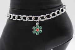 Brand New Women 2PCS Silver Boot Chain Bracelet Christmas Snowflake Charm Shoe Anklet BC48