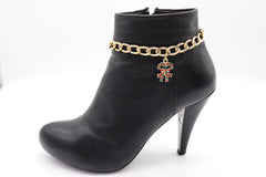 Brand New Women 2PCS Boot Chain Bracelets Western Shoe Christmas Candy Cane Bling Charm BC46