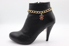 Brand New Women 2PCS Boot Chain Bracelets Western Shoe Christmas Candy Cane Bling Charm BC46