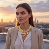 Bling Fashion Fancy Necklace Gold Metal Chain Crocodile Alligator Pendant