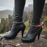 Brand New Women Gold Metal Boot Chain Bracelet Shoe Anklet Bling Red Flower Charm SET BC171