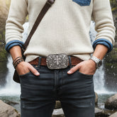 NEW Men Women Belt Buckle Antique Silver Metal Western Cross