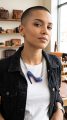 Brand New Women’s Blue High Heel Pendant Necklace Chunky Silver Chain Party Jewelry - WN25