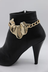 Brand New Women 2PCS Gold Metal Boot Chain Bracelet Art Deco Charm Shoe Anklet BC56