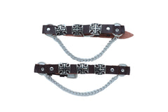 Iron Cross Faux Leather Boot Straps (Pair)