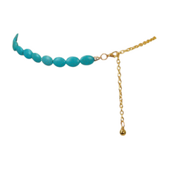 Turquoise Blue Beads Belt Gold Metal Chain S M L