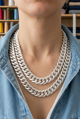 Brand New Women Silver Metal Chain Link Necklace Earrings Set Dressy Statement Jewelry - WN46