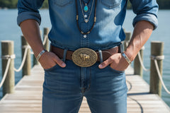 NEW Buffalo Bison Oval Metal Western Belt Buckle Dark Gold Color