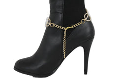 Brand New Women Gold Boot Chain Shoe Bracelet Anklet Fancy Flower Charm 2PCS BC92