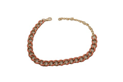 Brand New Women Gold Boot Chain Shoe Bracelet Anklet Coral Color Links Charm BC93