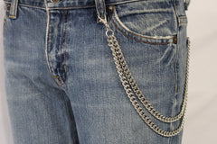 Brand New Men’s Handmade Silver Pocket Chain, 16 In Double-Strand Wallet Chain, USA-Made Biker Trucker M30
