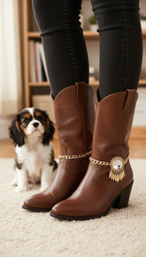 Brand New Women Gold Metal 2 Boot Chain Bracelets Shoe Bling Sun Flower Charm Handmade USA SET BC104