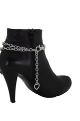 Brand New Women Silver Metal Boot Chain Bracelet Shoe Anklet Bling Skull Charm SET BC164
