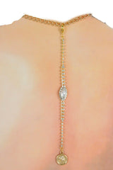 Handmade Gold Tone Coin Rhinestone Back Pendant Keepsake Necklace Add On WN82