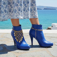 Brand New Women Rustic Gold Metal Boot Chain Bracelet Shoe Anklet Ethnic Coins Triangle Charm SET BC152