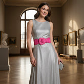 Brand New Women Fuchsia Pink Elastic Waistband Fashion Belt Big Buckle Size S M- WB23