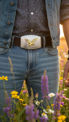 NEW Men Western Silver Metal Belt Buckle Big Square Gold American Eagle Flying Bird