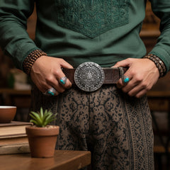 NEW Silver Metal Belt Buckle Antique Aztec Calendar Mayan Men Accessories
