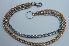 Brand New Men’s Men Biker Wallet Chain Gold Silver Two Tone Big Links Long Metal Key Chain 23 Inch M25