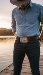 NEW Horse Profile Silver Metal Rectangular Belt Buckle