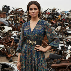 Brand New Women Black Wide Elastic Waistband Fashion Belt Gold Metal Interlocking Buckle Size S M - WB31