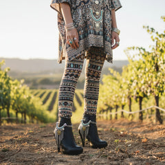 Brand New Women 2PCS Silver Metal Boot Chain Bracelet Shoe Anklet Turquoise Ethnic Charm Set Fashion Jewelry - A PAIR BC23